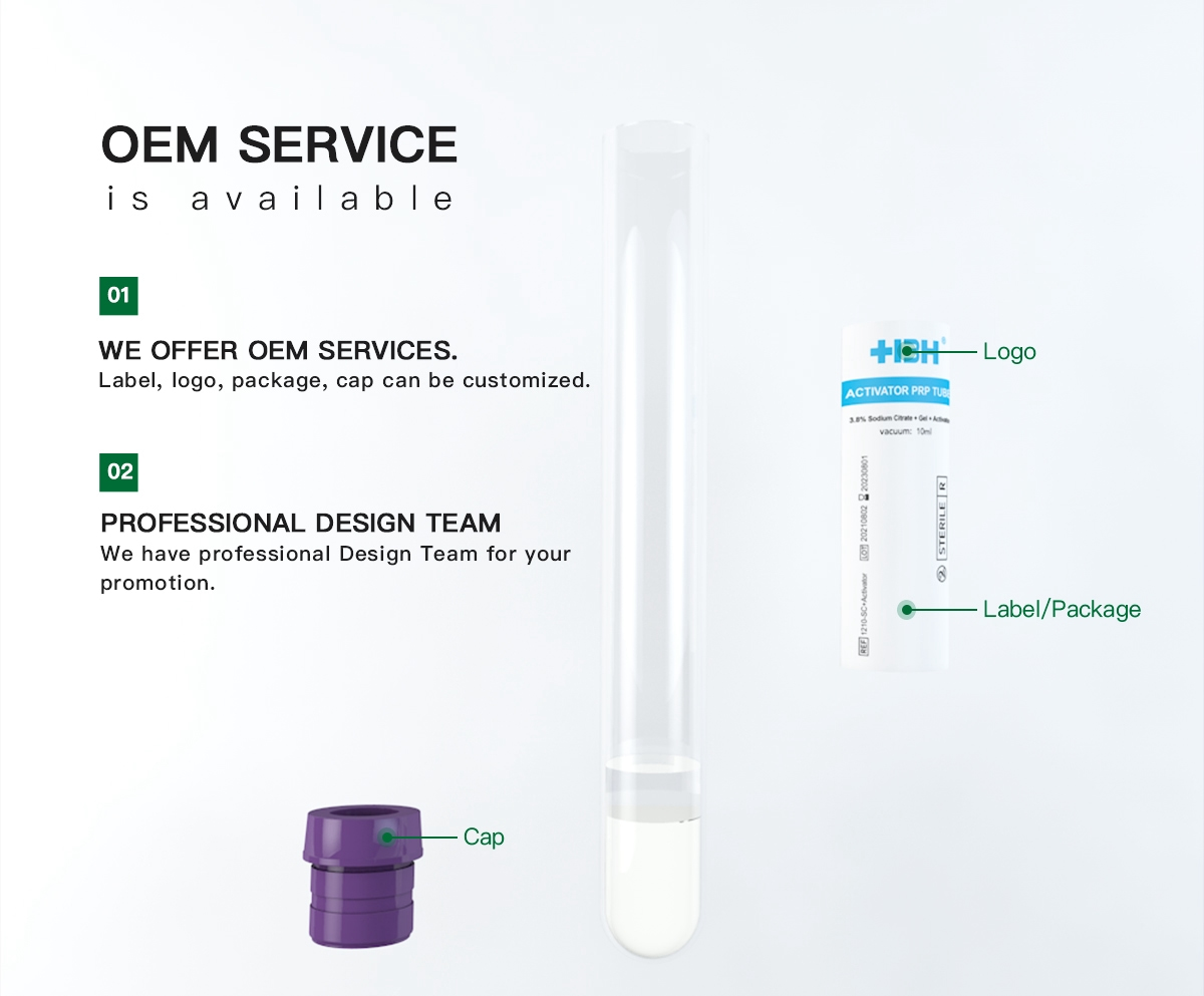 HBH PRP Tube 20ml with Anticoagulant and Separation Gel